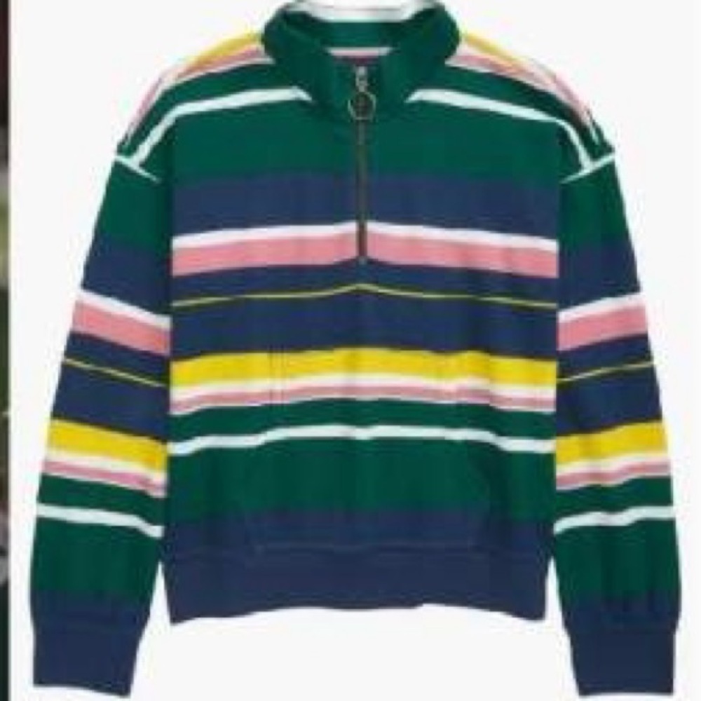 Nordstrom girls Striped Half-Zip Pullover 10/12